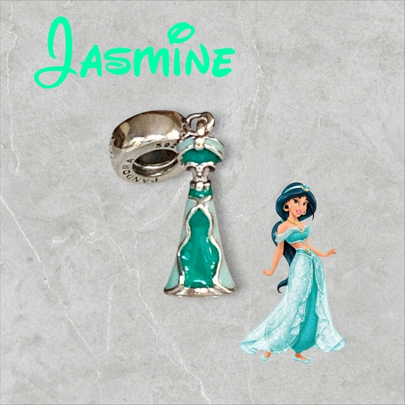 925 Sterling Silver Jasmine Teal and Silver Dress Charm - Picture 1 of 1